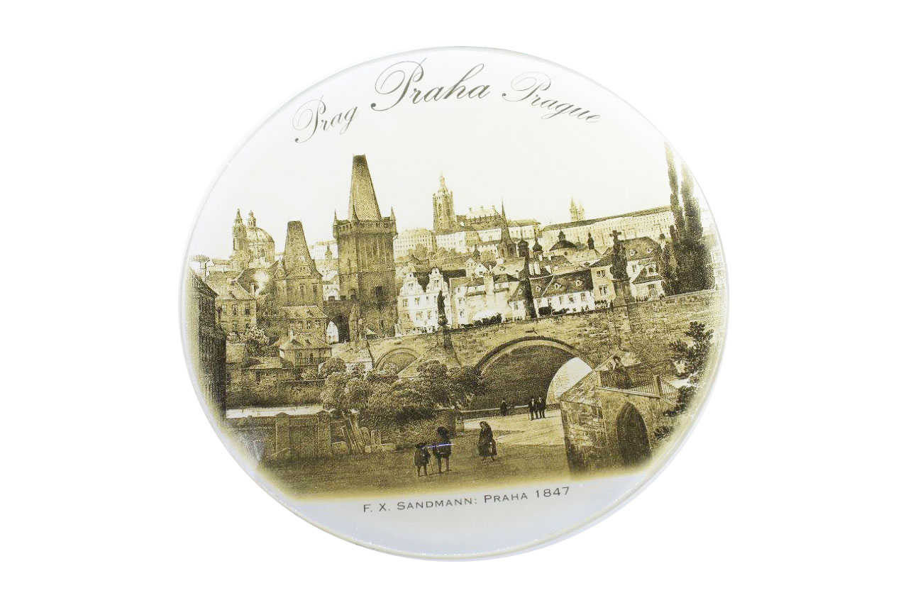 skleněné dárkyUpomínkový skleněný talíř kulatý Praha II