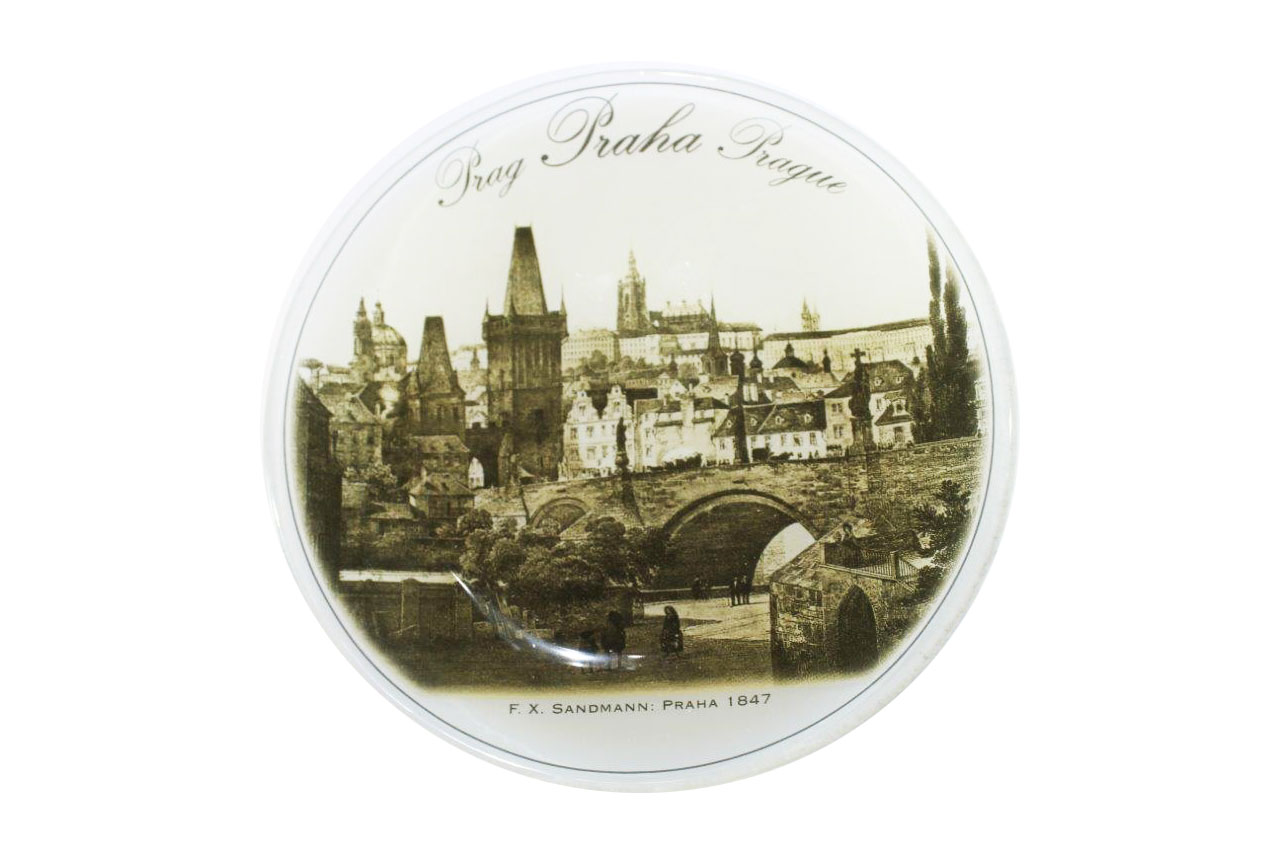 skleněné dárkyUpomínkový skleněný talíř kulatý Praha